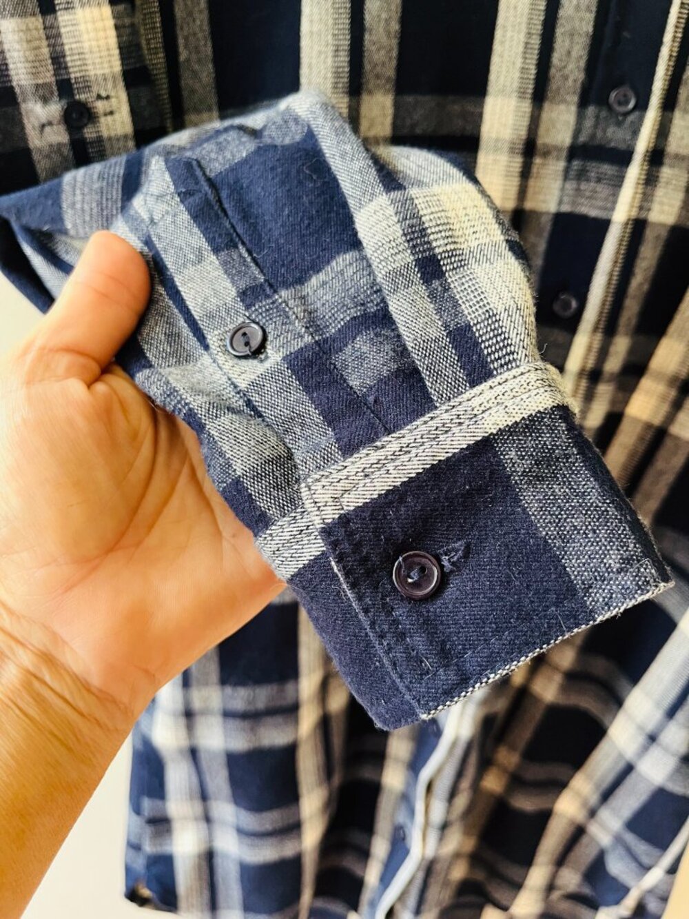 Lulus Sz S Navy Blue Plaid Shirt flannel Midi Dress with pockets Button down - Picture 6 of 10